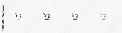 Law scale vector icon, justice symbol. Modern, simple flat vector illustration for web site or mobile app. Two scales in flat style. Vector illustration isolated on white background. Linear icon