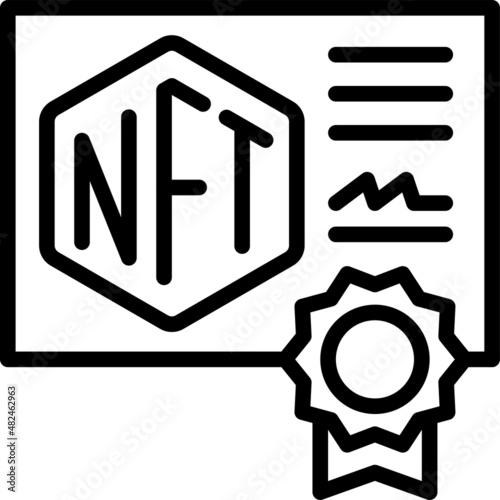 Certificate of ownership icon, NFT related vector illustration