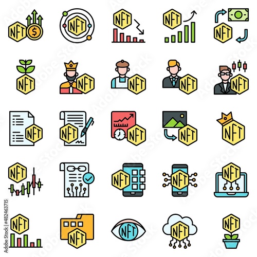 NFT related filled icon set 3, vector illustration