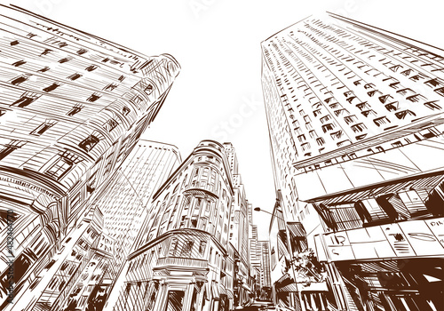 New York city hand drawn. Street sketch, vector illustration