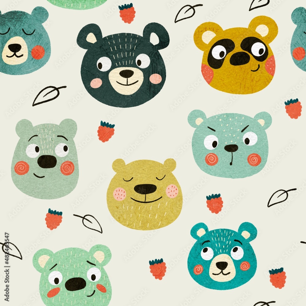 seamless pattern with funny bears