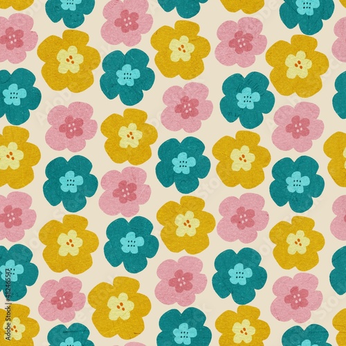 seamless pattern with colourful flowers