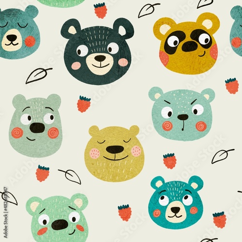 seamless pattern with funny bears