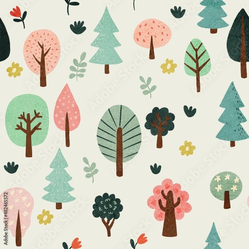 seamless pattern with trees