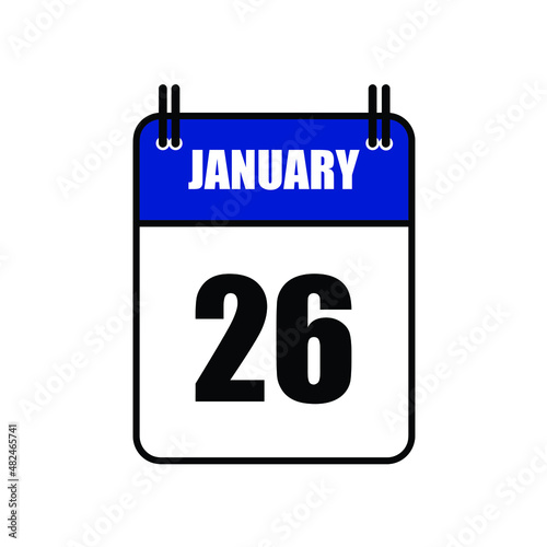 January 26 Calendar Icon Vector Illustration . Date , Day Of Mouth 