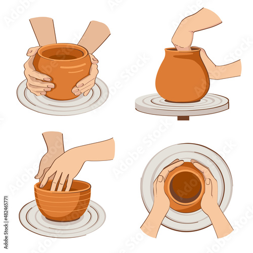 Pottery wheel. Pottery workshop.