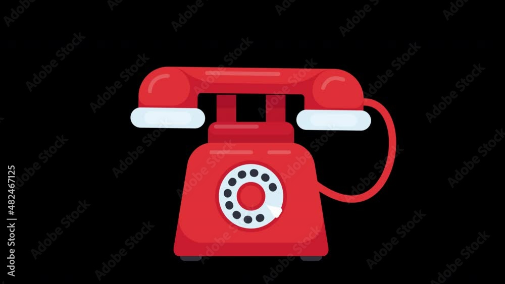Animation of ringing old fashioned red telephone. Vibrating rotary telephone with transparent background. Animation of ringing old fashioned red telephone. Vibrating rotary telephone with transparent background.