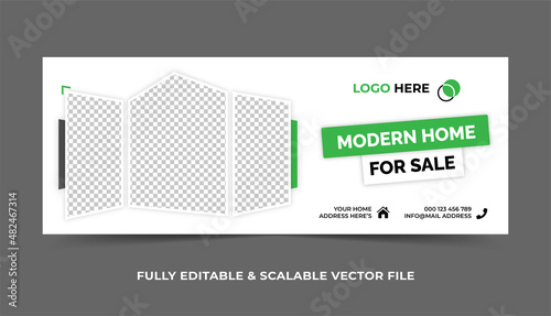 Social media facebook cover banner template for real estate agency with fully editable and scalable design