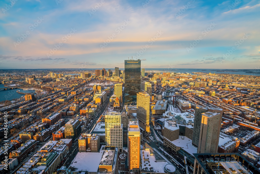 Downtown Boston city skyline  cityscape of Massachusetts in United States
