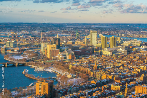Downtown Boston city skyline cityscape of Massachusetts in United States
