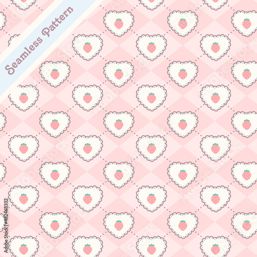 seamless pattern with pink strawberries