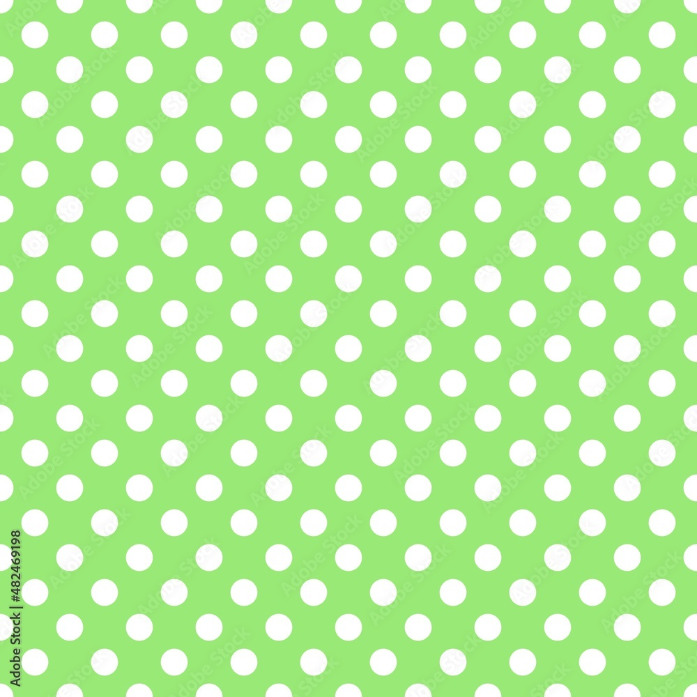 Green and white retro Polka Dot seamless pattern. Vector background.