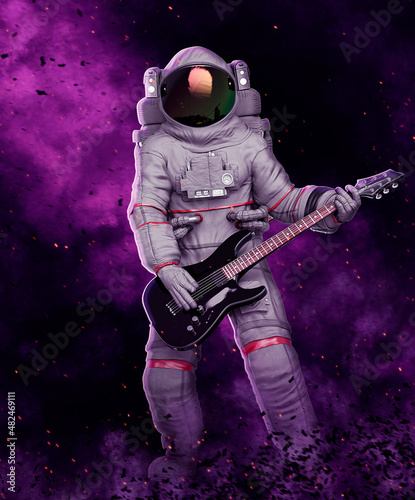 Fototapeta Naklejka Na Ścianę i Meble -  astronaut playing guitar full body