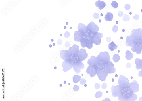 Lilac white violet background with flowers. Watercolor texture. Old vintage background with blur, gradient and grunge texture. Background paper texture for graphic design and artistic creation.