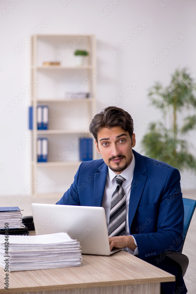 Young male employee working in the office Young male employee working in the office