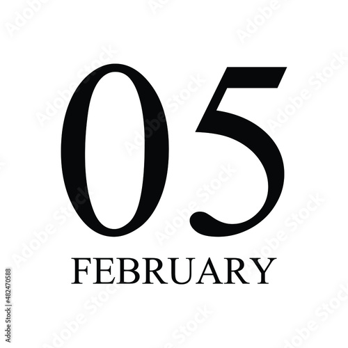 05 February Icon Vector Illustration . Date , Day Of Mouth