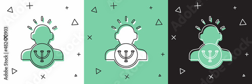 Set Psychology icon isolated on white and green, black background. Psi symbol. Mental health concept, psychoanalysis analysis and psychotherapy. Vector