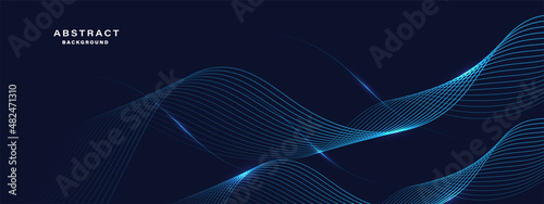 Abstract blue background with flowing lines. Dynamic waves. vector illustration.	