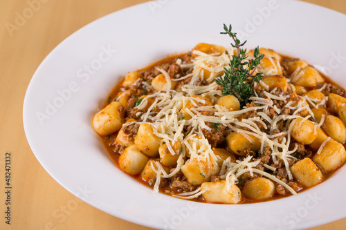 Italian potato gnocchi with bolognese sauce