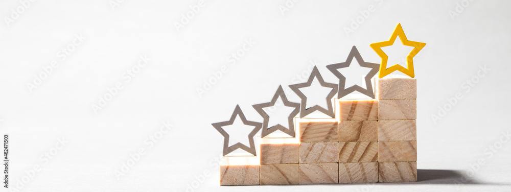 Customer Experience Concept, Best Excellent Services Rating for Satisfaction. Five Star - obrazy, fototapety, plakaty 