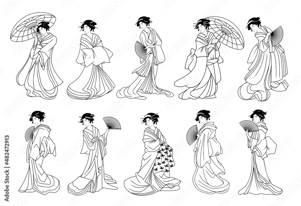 Premium Vector  Traditional japanese geisha design