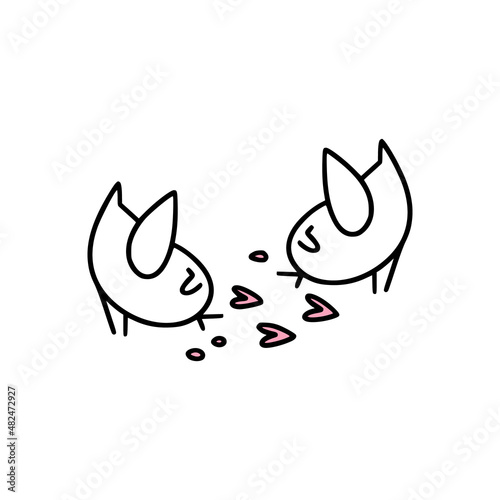 An icon of cute couple of little birds picking hearts.
