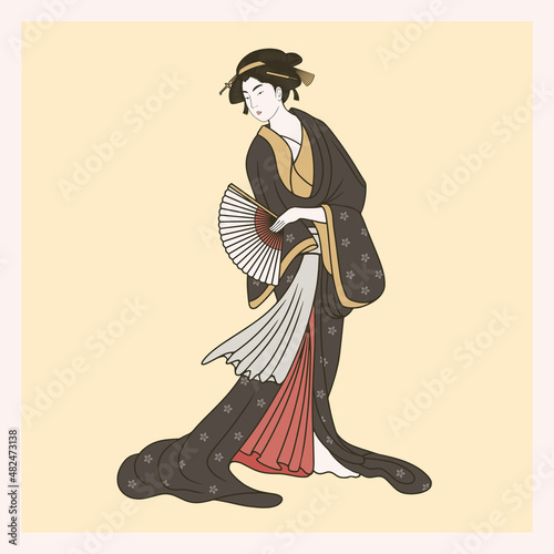 Isolated colored japanese geisha with traditional clothes Vector illustration