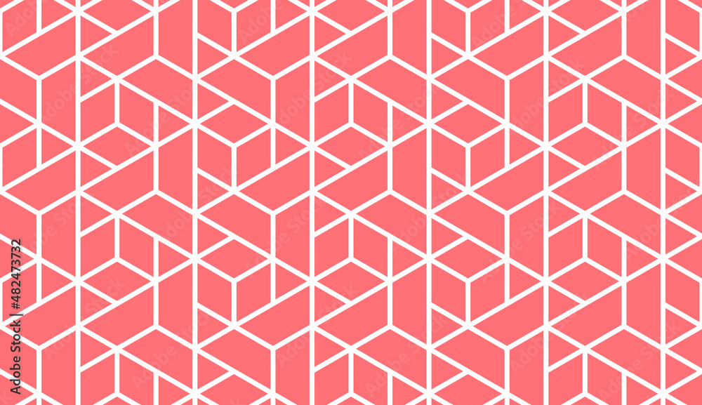 The geometric pattern with lines. Seamless vector background. White and pink texture. Graphic modern pattern. Simple lattice graphic design