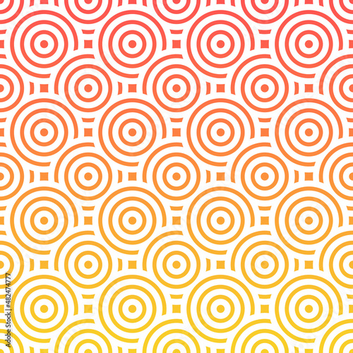 Abstract orange and yellow overlapping circles, ethnic pattern background.