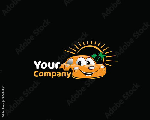 sun and smiling car detailing logo