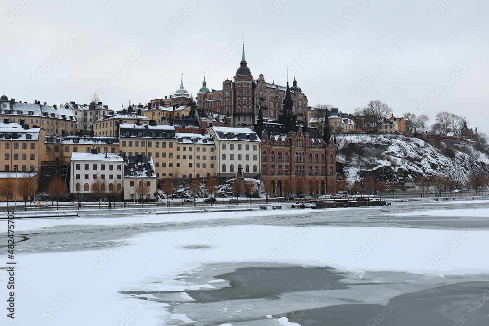 View of Södermalm Stockholm in winter