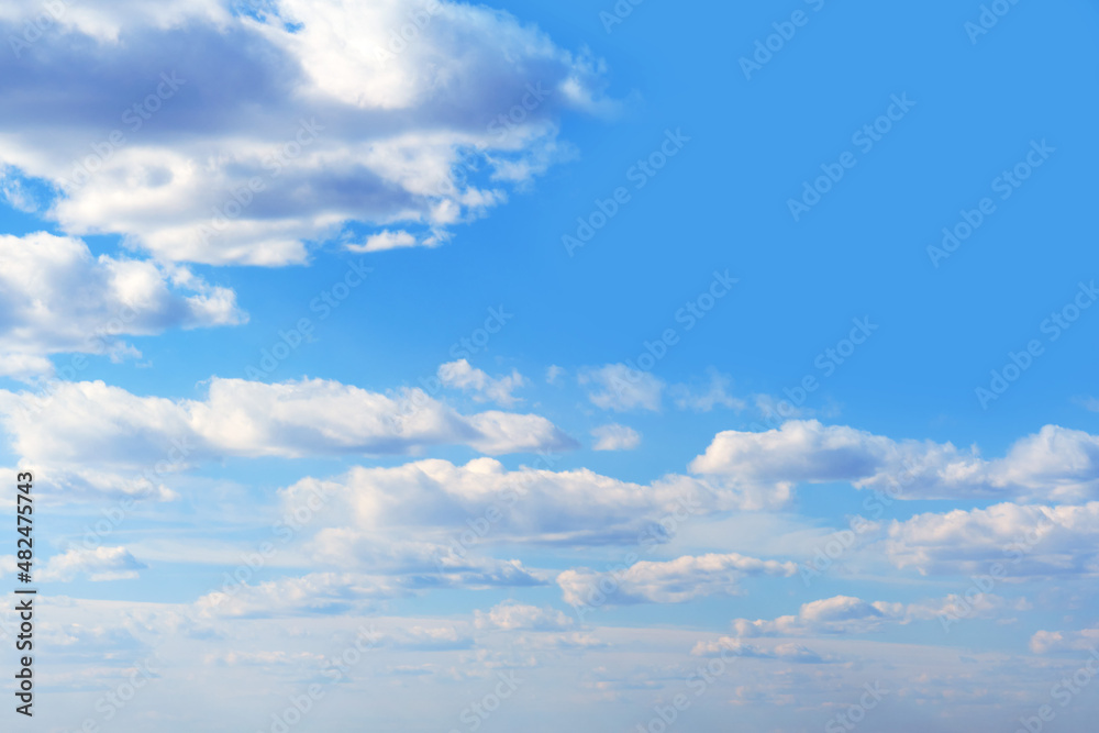Cloudy sky background on a clear sunny morning, copy space