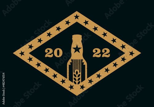 Craft Beer Arkansas and malt Brewery label logo design vector in trendy modern cartoon line style illustration.