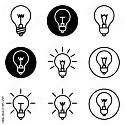 Lightbulbs Flat Icon Set Isolated On White Background