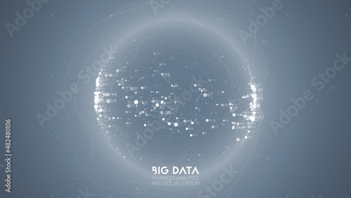 Big data visualization. Futuristic infographic. Information aesthetic design. Visual data complexity. Complex data threads graphic visualization. Abstract data graph.