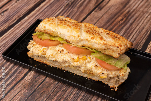 Creamy Chicken Sandwich with Mozzarella Cheese, Tomato and Lettuce