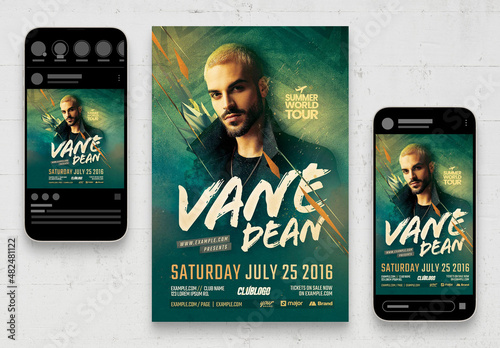 Turquoise Dj Nightclub Party Flyer