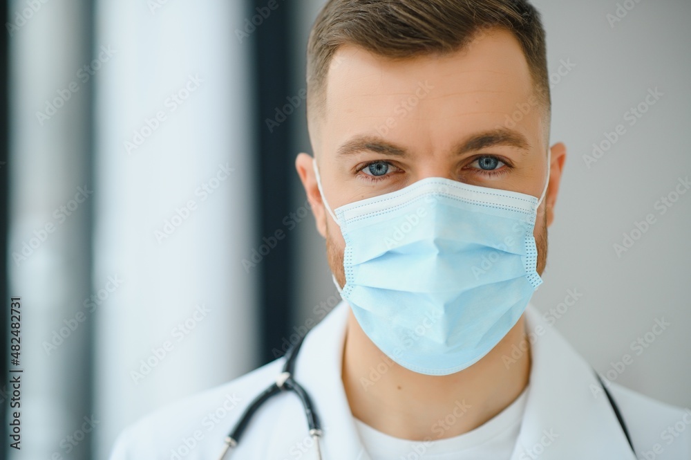 close up portrait of medical doctor in mask with copy space close up portrait of medical doctor in mask with copy space