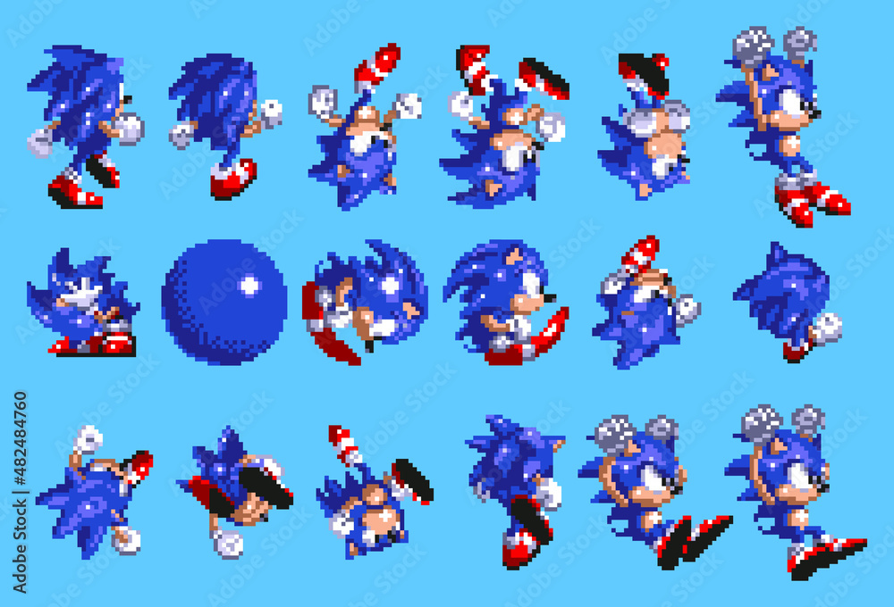 Set 1 of Sonic Moves, Art of Sonic the Hedgehog 3 Classic Video Game, Pixel  Design Vector Illustration Editorial Photo - Illustration of level,  hedgehog: 239752216