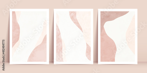 Creative minimalist hand painted Abstract art background with watercolor stains. Design for wall decoration, postcard, poster or brochure