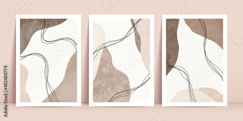 Creative minimalist hand painted Abstract art background with watercolor stains. Design for wall decoration, postcard, poster or brochure