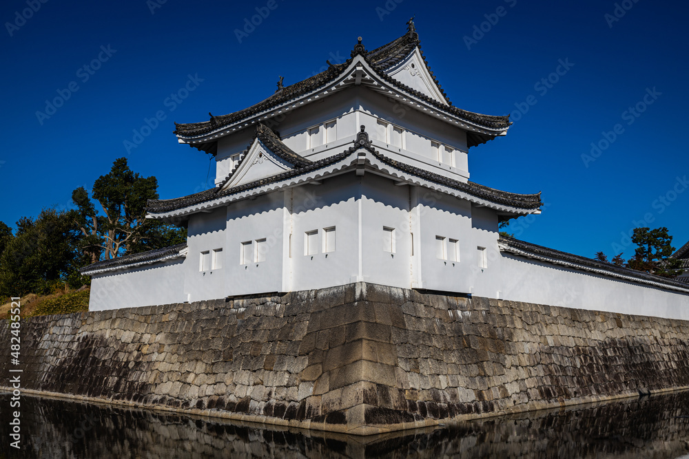 Fototapeta premium World Heritage Site: Nijo Castle (Nijo-jo), Kyoto, Japan. Built in 1603 and completed in 1626. Residence of the first Tokugawa Shogun Ieyasu. This is one of the guard towers.