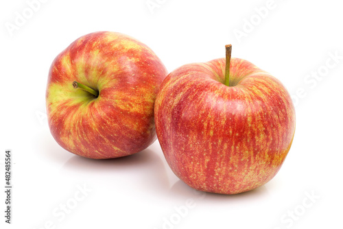 Two ripe red apples isolated on white background