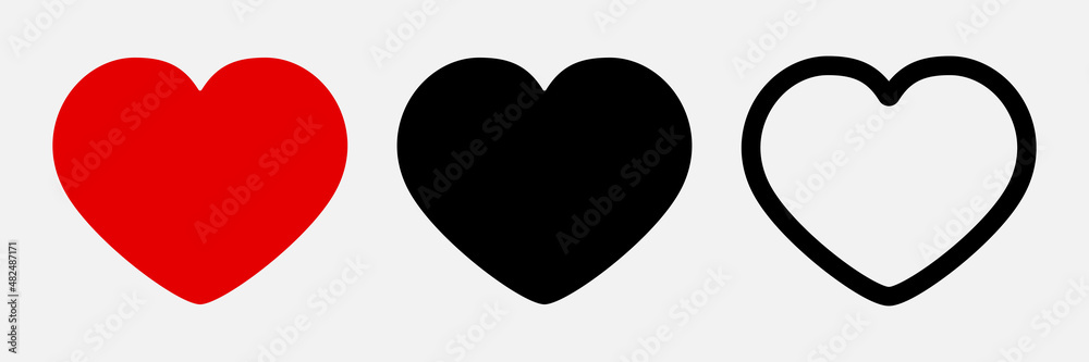 A set of drawn silhouettes in the form of a heart. Icon symbol of Love.