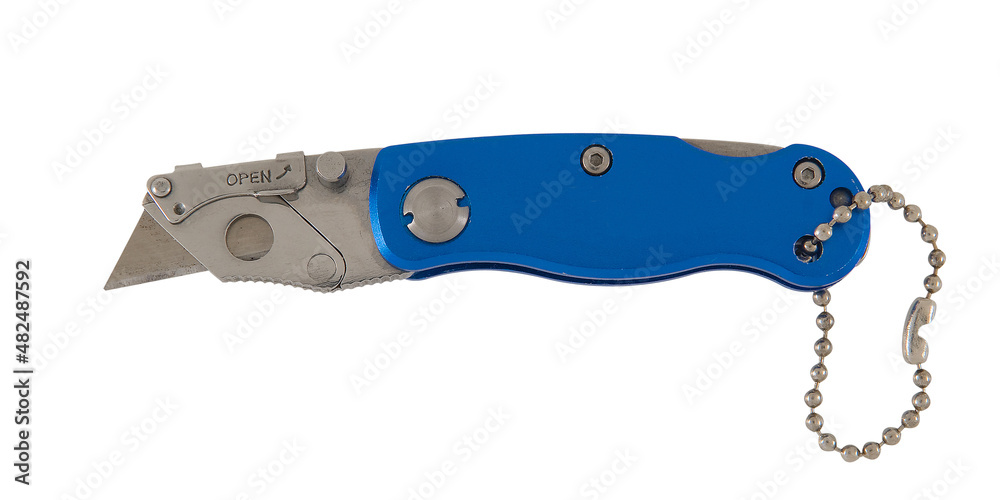A small blue knife with replaceable blades A small blue knife with replaceable blades