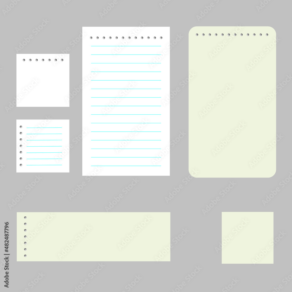 Set of various white vector note papers. Set of various white vector note papers.
