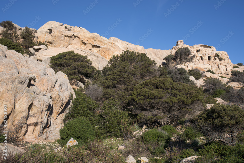 Fototapeta premium Batteria Candeo, isola Caprera, Parco Nazionale Arcipelago di La Maddalena, Sardegna