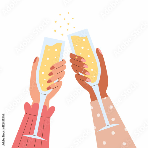 Hands holding glasses of champagne