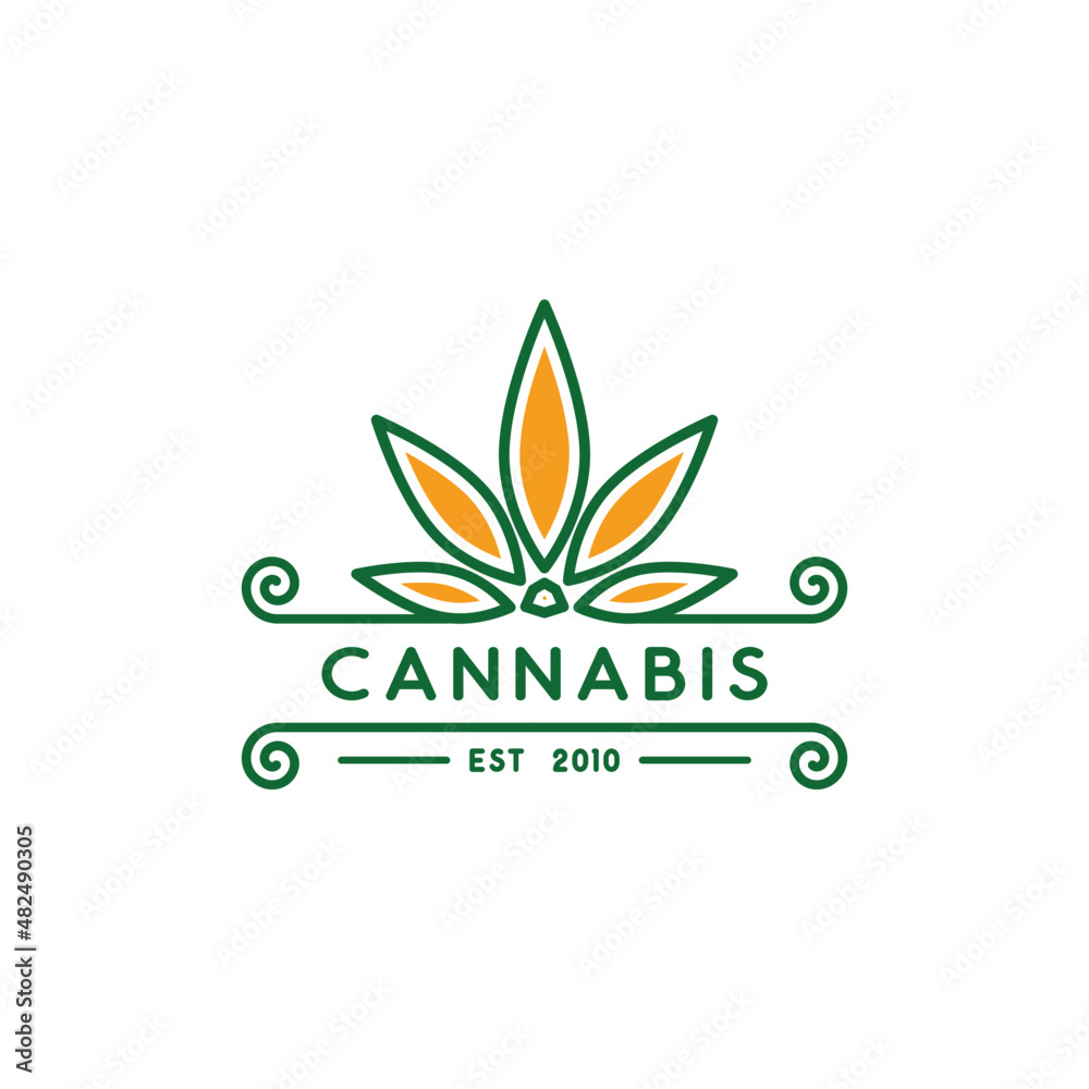 logo template for cannabis company. marijuana leaf shaped logo in geometric style.
