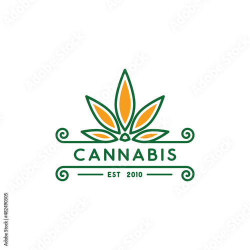 logo template for cannabis company. marijuana leaf shaped logo in geometric style.